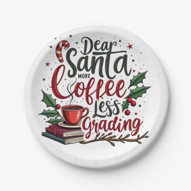 Prato De Papel Raccoon Vestindo Papai Noel e Natal (Frente)