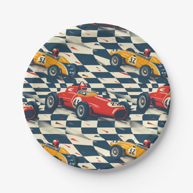 Prato De Papel Race Car Paper Plates Birthday Party (Frente)