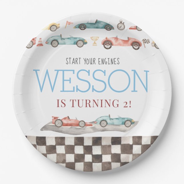 Prato De Papel Race Car - Placas de Papel de Aniversário (Frente)