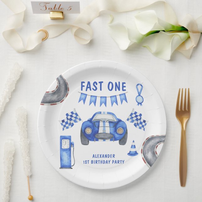 Prato De Papel Race Car Primeira Festa de aniversário (Casamento)
