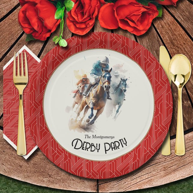 Prato De Papel Race Hormones Derby Party Red (Paper plates and matching napkins sold separately. (Silverware not sold.))