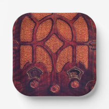 Rádio antigo em madeira art déco catedral marrom