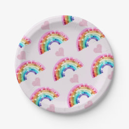Prato De Papel Rainbow Birthday Party