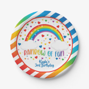 Prato De Papel Rainbow Birthday Plate - Personalizado