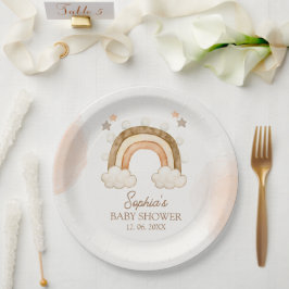 Prato De Papel Rainbow Boho Baby Shower Gender Neutral
