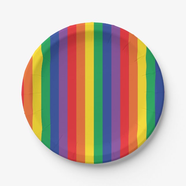 Prato De Papel Rainbow & Clouds Festa de primeiro aniversario (Frente)