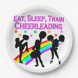 PRATO DE PAPEL RAINBOW COME DESIGN CHEERLEADING DE SONO