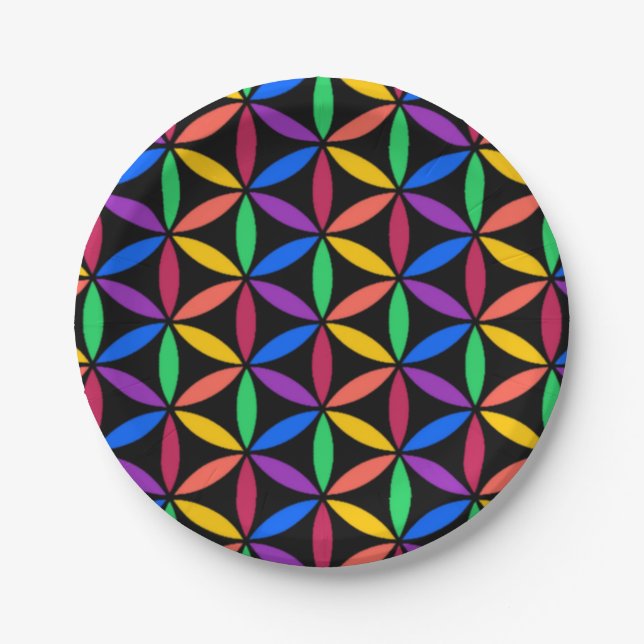 Prato De Papel Rainbow Flower of Life Standard (Flor da Vida) (Frente)