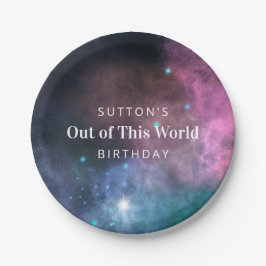 Prato De Papel Rainbow Galaxy Birthday