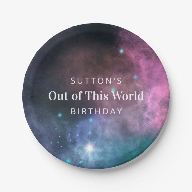 Prato De Papel Rainbow Galaxy Birthday (Frente)