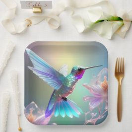Prato De Papel Rainbow Glass Hummingbird,
