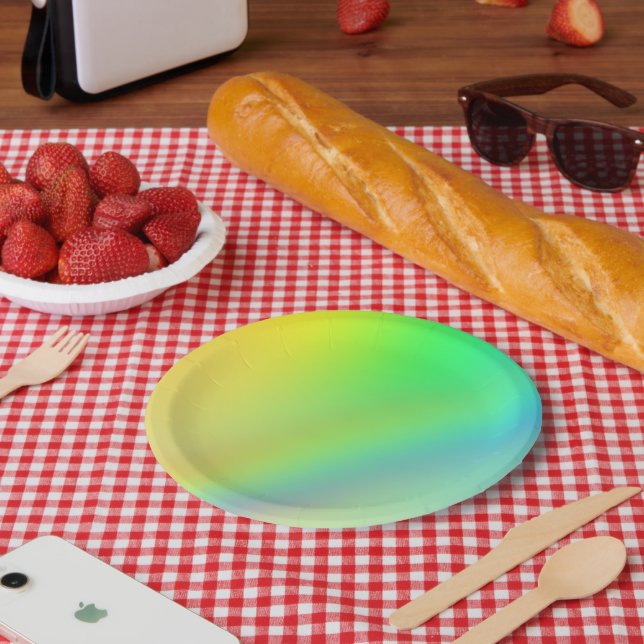 Prato De Papel Rainbow Neon Party Plates (Piquenique)