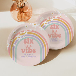 Prato De Papel Rainbow Pastel Six é uma Vibe de 6º aniversário