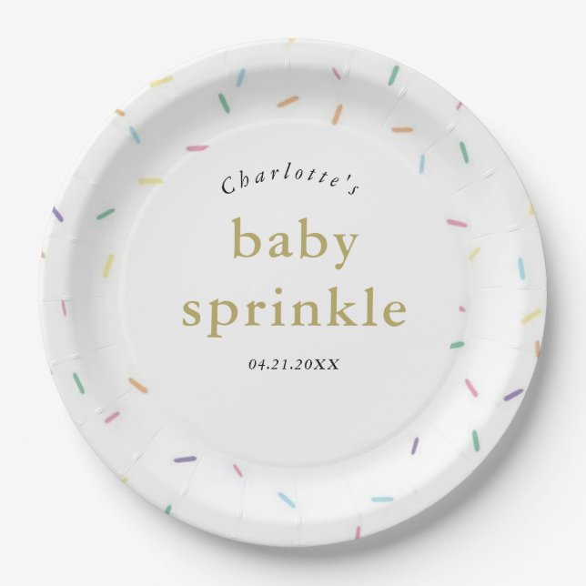 Prato De Papel Rainbow Sprinkles Baby Sprinkle Convite (Frente)