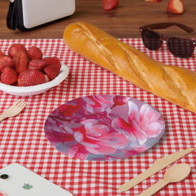 Prato De Papel Raindrop Blush Cor-de-Rosa (Piquenique)