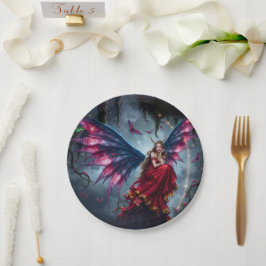Prato De Papel Rainha das Fadas da Fantasia Sombria com Asas de B