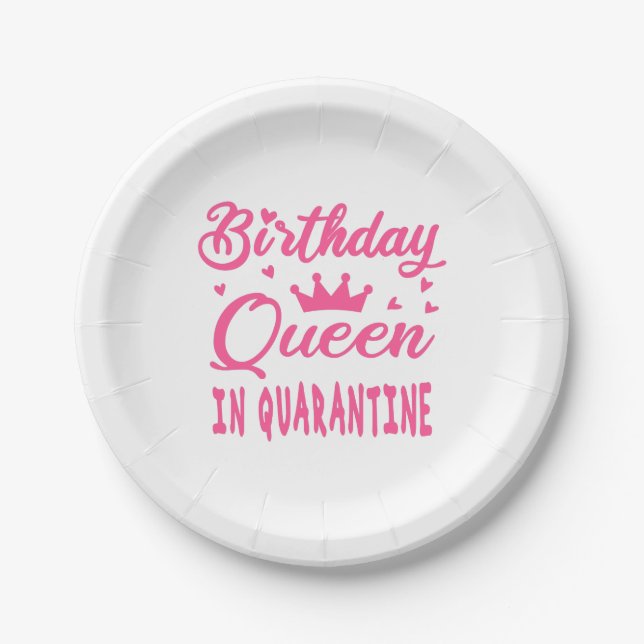 Prato De Papel Rainha de Aniversário em Quarentena (Frente)