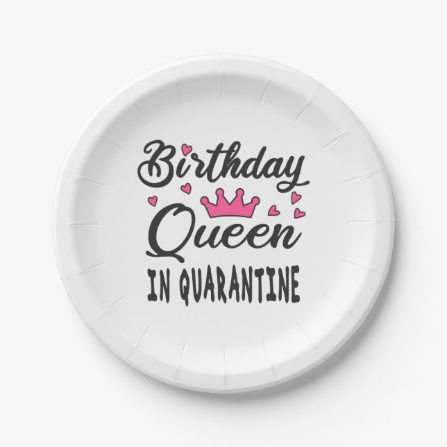 Prato De Papel Rainha de Aniversário em Quarentena (Frente)