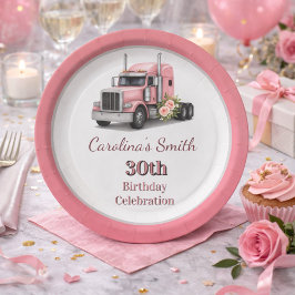 Prato De Papel Rainha do Caminhão de Aniversário