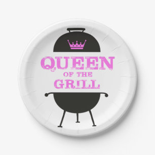 Prato De Papel Rainha Do Grill, Coroa Rosa