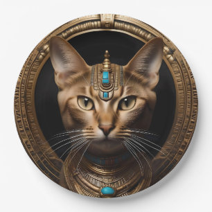 Prato De Papel Rainha do Nilo: Cleópatra o Gato em Headdress