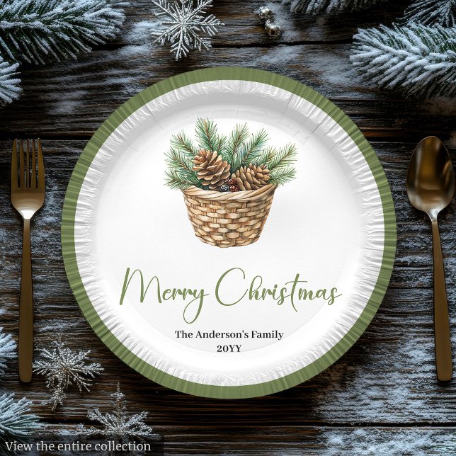 Prato De Papel Ramalhete de Natal Botânico Boho Terroso para Jant (Earthy Boho Botanical Christmas Bouquet Dinner Plates)