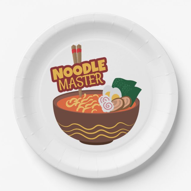 Prato De Papel Ramen Noodle Mestre Engraçado Ideia de Presente Ja (Frente)