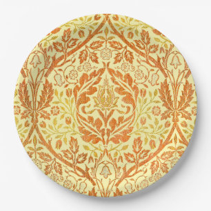 Prato De Papel Ramo Dourado Floral Arte Laranja de William Morris