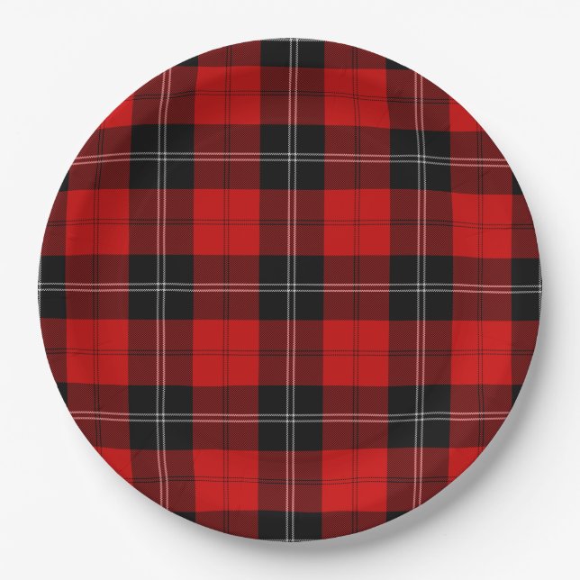 Prato De Papel Ramsay tartan red xadrez (Frente)
