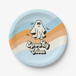 Prato De Papel rancho Ghost retro Halloween Spooky Vibes Azul