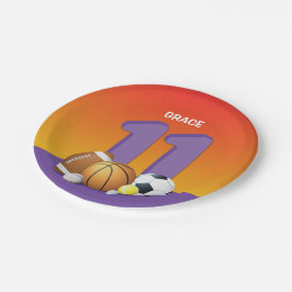 Prato De Papel Rapariga 11 Birthday Sports Balls