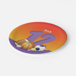 Prato De Papel Rapariga 12 Birthday Sports Balls