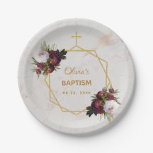 Rapariga Baptism Peonies Marble Floral Dourado