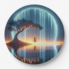 Prato De Papel Rapariga De Aniversário Em Bala De Lua