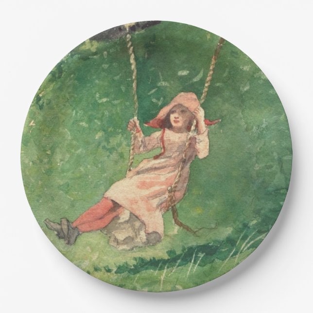 Prato De Papel Rapariga em um Swing (Infância Rural) (Winslow Hom (Frente)