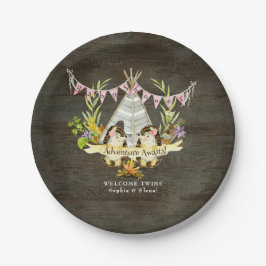 Prato De Papel Raparigas gêmeas Chá de fraldas Hedgehog Adventure