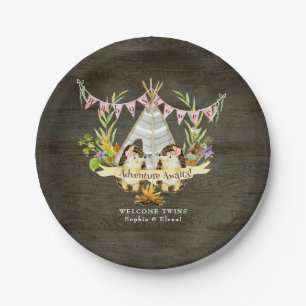 Prato De Papel Raparigas gêmeas Chá de fraldas Hedgehog Adventure