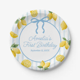 Prato De Papel Raparigas Whimsical Blue Arco Lemon Amalfi Anivers