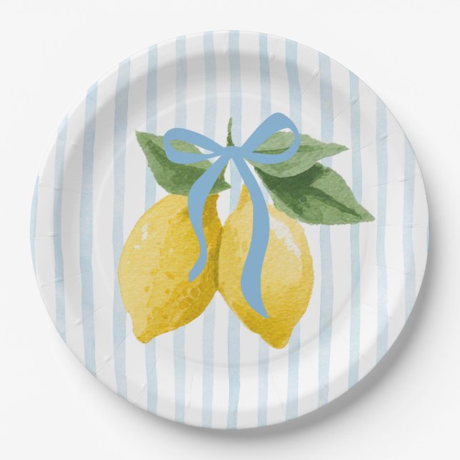 Prato De Papel Raparigas Whimsical Blue Arco Lemon Amalfi Anivers (Frente)