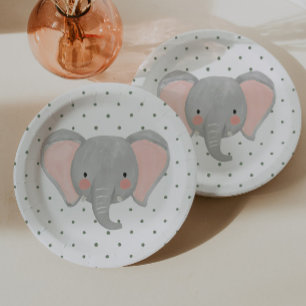 Prato De Papel Rapaz Selvagem Safari Elefante Bolinhas