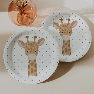 Prato De Papel Rapaz Selvagem Safari Girafa Bolinhas