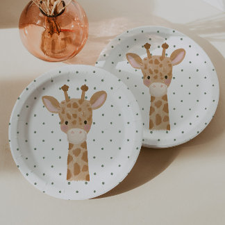 Prato De Papel Rapaz Selvagem Safari Girafa Bolinhas