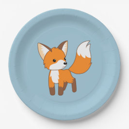 Prato De Papel Raposa curiosa em azul