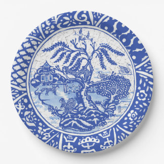 Prato De Papel Raposa de Esquilo de Vintage Azul Azul no Jardim