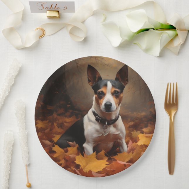 Prato De Papel Rat Terrier no outono deixa cair inspiração (Casamento)