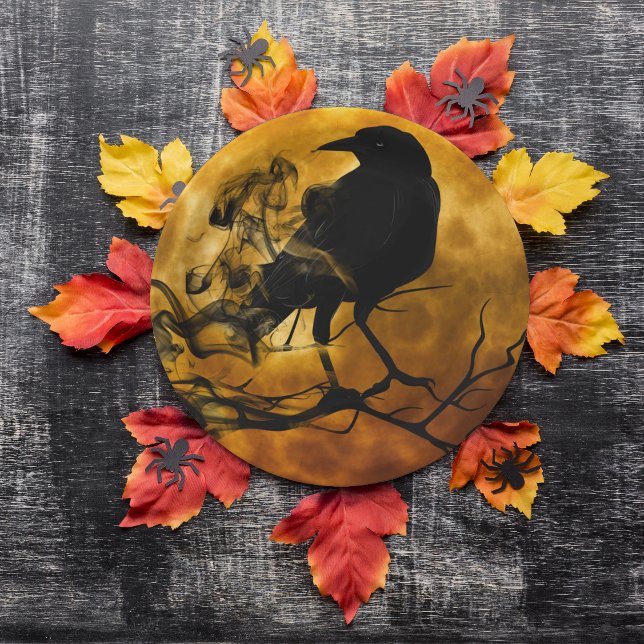 Prato De Papel Raven Negro assustador no Dia das Bruxas de Morto (Criador carregado)