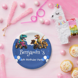 Prato De Papel Rawr T-Rex - Balão de caminhão de dinossauro Rawr