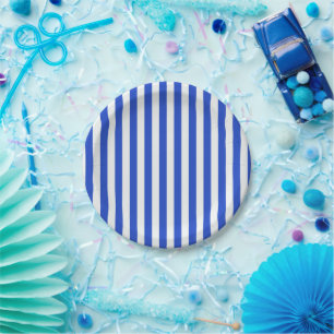 Prato De Papel Real Blue Combination Stripes por Shirley Taylor