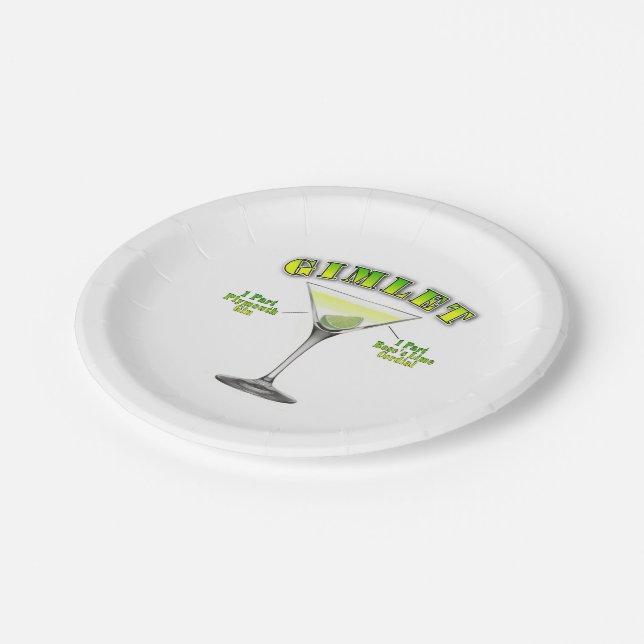 Prato De Papel Receita de Coquetel Gimlet Martini Arte  (Inclinado)