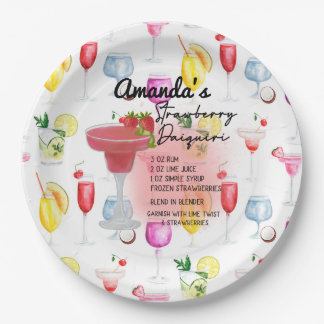 Prato De Papel Receita Personalizada de Strawberry Daiquiri